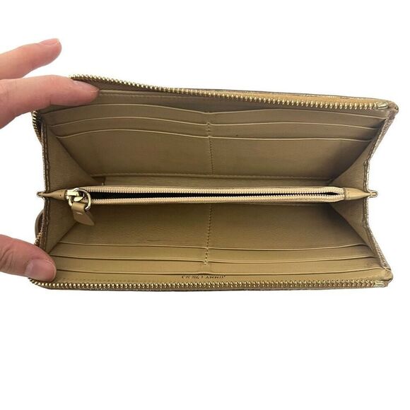 Jimmy Choo Iconic Gold Metallic Leather Star Studs Long Wallet - Picture 6 of 10